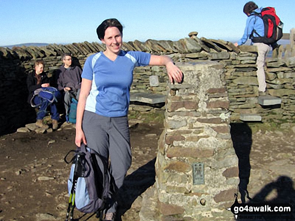 Walk ny101 The Yorkshire Three Peaks from Horton in Ribblesdale - On the summit of Pen-y-ghent