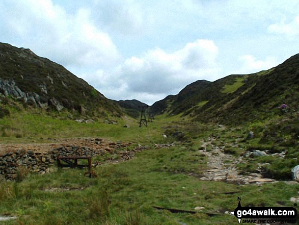 Walk gw144 Grib Ddu and Beddgelert from Nantmoor - Old Ore Transport Pylon on Grib Ddu nr Beddgelert