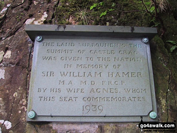 Plaque at the bottom of Castle Crag 