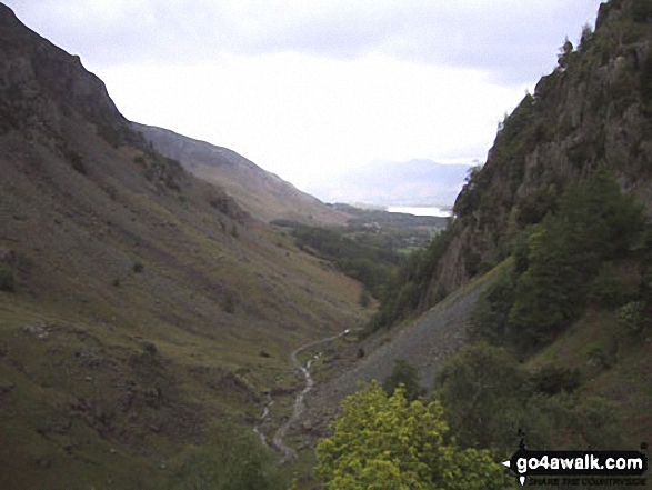 Walk c135 Castle Crag and Rosthwaite from Seatoller (Borrowdale) - Derwent Water from the lower slopes of Castle Crag