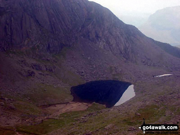 Walk gw117 Snowdon and Yr Aran via The Watkin Path from Bathania, Nantgwynant - Pool above Glaslyn, Snowdon