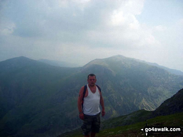 Walk gw136 The Snowdon (Yr Wyddfa) Horseshoe from Pen y Pass - On Snowdon with Y Lliwedd beyond