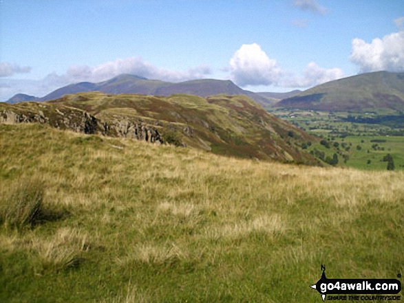 Looking North along the High Rigg Ridge to Skiddaw (left) and Blencathra or Saddleback (Hallsfell Top) (right) 