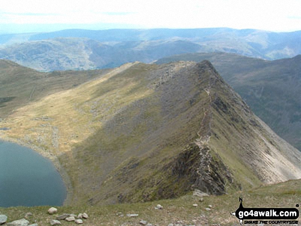 Walk c394 Helvellyn, Catstye Cam and Sheffield Pike from Glenridding - Striding Edge from Helvellyn summit