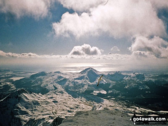 Walk gw198 The Welsh 3000's (Snowdon Area) from Pen-y-Pass - Cardigan Bay from Snowdon summit