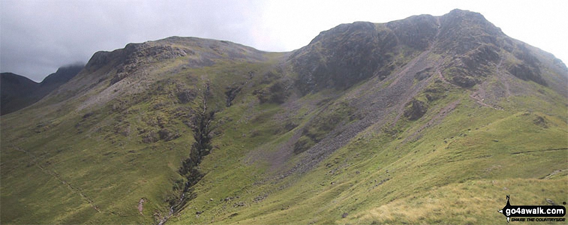 Walk c101 Pillar and Little Scoat Fell from Wasdale Head, Wast Water - Kirk Fell (East Top) (left) and Kirk Fell from Black Sail Pass