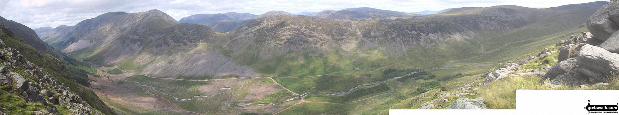 The view north from Looking Stead (Pillar) featuring Ennerdale with Red Pike (Buttermere), High Stile, High Crag, Seat, Scarth Gap, Hay Stacks (Haystacks) and Brandreth (far right)