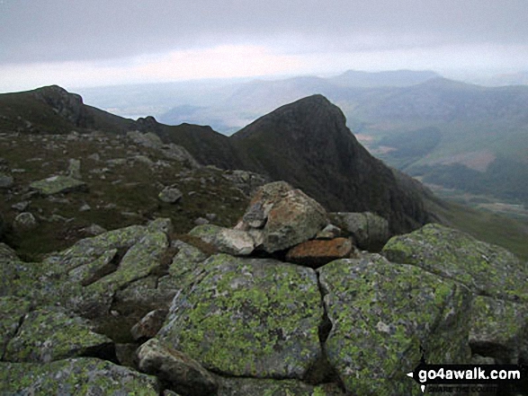 Walk c343 Pillar and Red Pike from Wasdale Head, Wast Water - Scoat Fell (Little Scoat Fell) summit cairn with Steeple beyond