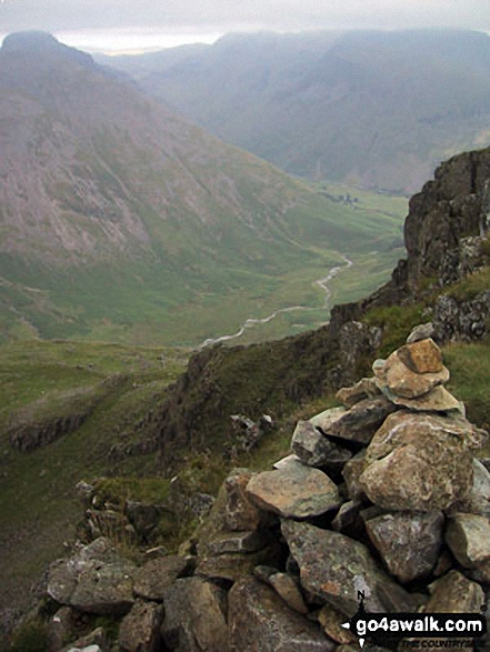 Walk c133 The Netherbeck Round from Greendale - Mosedale (Wasdale) from Red Pike (Wasdale) summit cairn