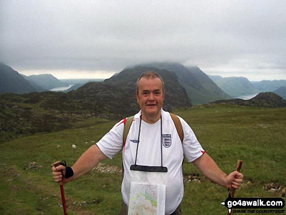 Looking back to Ennerdale (left), Hay Stacks (Haystacks) and Crummock Water (right) from Moses' Trod near the top of Loft Beck 