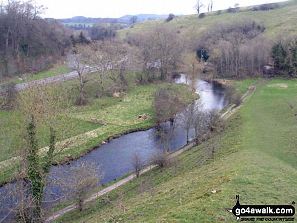 Walk d270 Monsal Head, Monsal Dale and Deep Dale from Ashford in the Water - The River Wye and Ashford in the Water from Littel Shackleton Wood