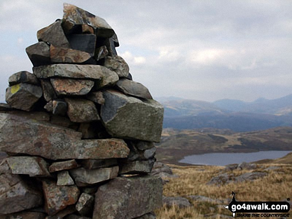 White Pike (Birkby Fell) summit cairn above Devoke Water 