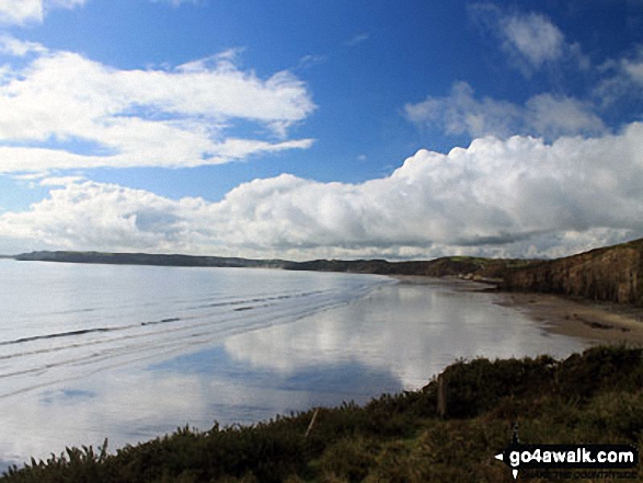 Looking across Marros Sands and Carmarthen Bay to Telpyn Point from Ragwen Point 