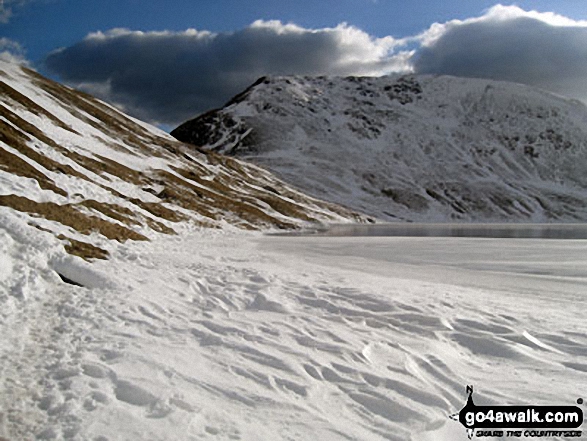 Walk c249 The Knott and Angletarn Pikes from Patterdale - Angle Tarn (Martindale)in the snow