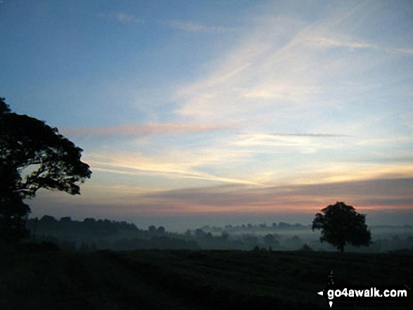 Walk sh101 Brown Clee Hill from Cleobury North - Looking towards Bridgenorth from Brown Clee Hill at sunset