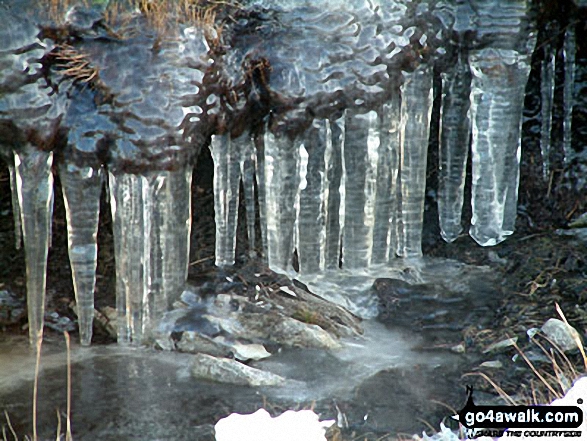 Walk c212 Burnbank Fell, Gavel Fell, Hen Comb and Mellbreak from Loweswater - Icicles on Mellbreak