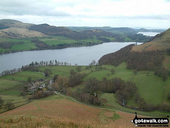 Walk c304 Beda Head and Place Fell from Howtown - Sandwick and Ullswater from the lower slopes of High Dodd (Sleet Fell)