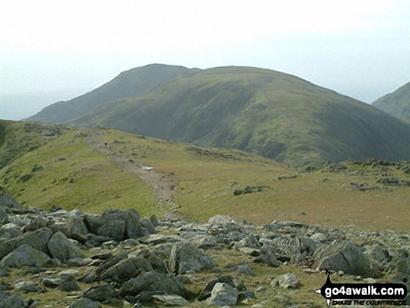 Walk c123 The Old Man of Coniston and Swirl How from Walna Scar Road, Coniston - Wetherlam from Swirl How