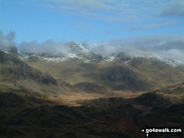 The Scafell Range and Great Moss (foreground) from Hard Knott