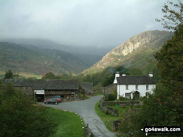 Walk c121 Tarn Hows and Yew Tree Tarn from Tom Gill - Yew Tree Farm with Raven Crag (Holme Crag) beyond