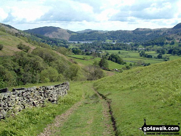 Walk c266 Seat Sandal and Fairfield from Grasmere - Path towards Mill Bridge from Seat Sandal