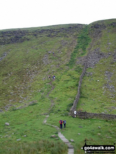 Walk ny322 The Yorkshire Three Peaks Challenge as a 2 day walk - Day 2 from Horton in Ribblesdale - The zig-zag path to the ridge below Ingleborough