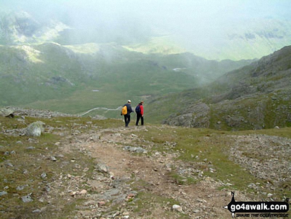 The path down to Foxes Tarn from Sca Fell