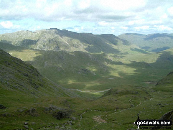 Great Moss and Crinkle Crags from the lower slopes of Sca Fell