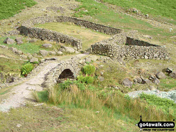 Walk c402 Harter Fell and Hard Knott from The Woolpack Inn, Eskdale - Lingcove Bridge