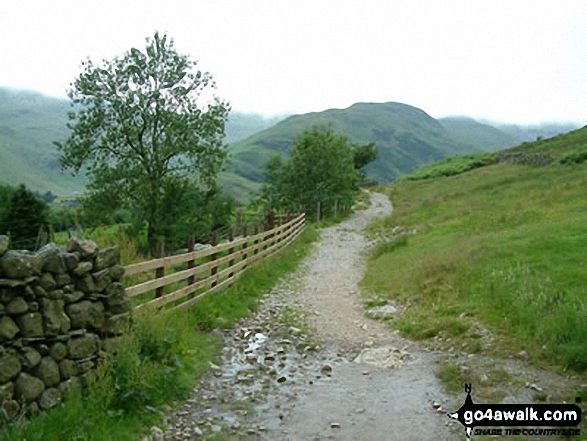 Walk c416 Scafell Pike from The Old Dungeon Ghyll, Great Langdale - Heading to Mickleden