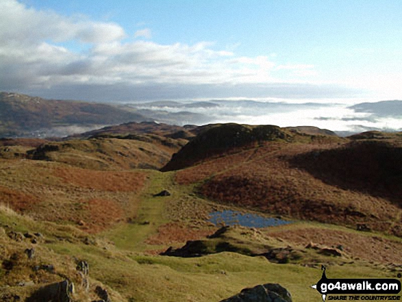 Walk c232 Loughrigg Fell from Ambleside - Looking towards Windermere from Loughrigg Fell summit