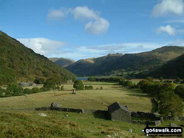 The Brothers Water Valley from Kirkstone Beck on the lower slopes of High Hartsop Dodd