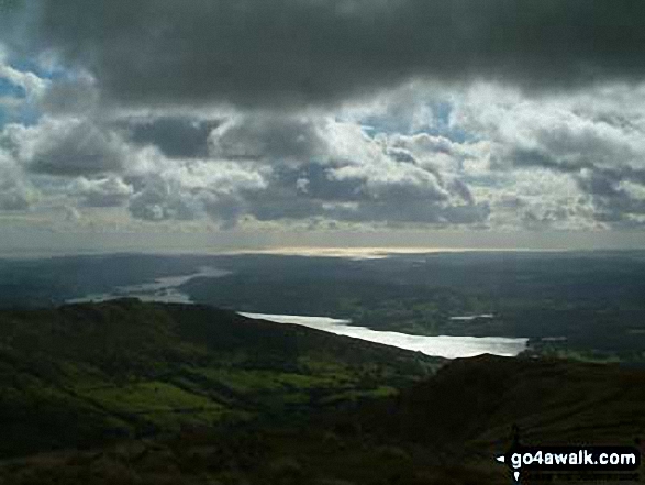 Walk c102 Red Screes from Ambleside - Windermere and Morecambe Bay from Red Screes