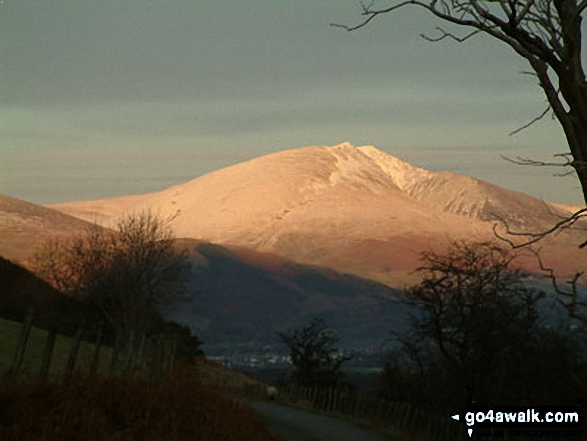 Walk c459 The Greater Newlands Horseshoe from Hawes End - Sunset on Blencathra or Saddleback from Birkrigg