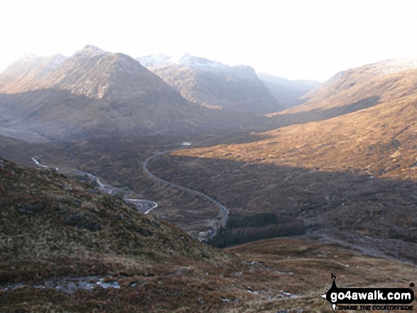 Walk h161 Beinn a' Chrulaiste from Altnafeadh, The Pass of Glen Coe - Altnafeidh from the lower slopes of Beinn a' Chrulaiste