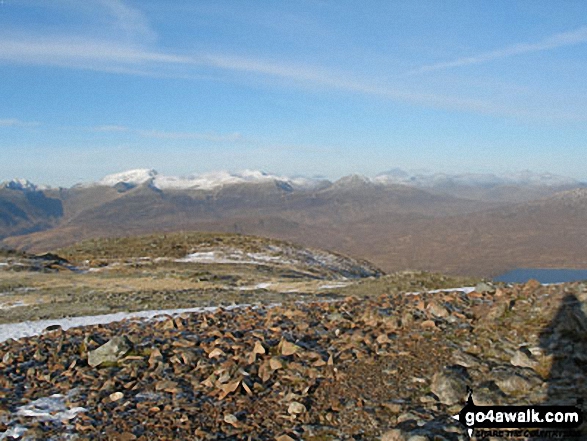 Walk h161 Beinn a' Chrulaiste from Altnafeadh, The Pass of Glen Coe - Ben Nevis and Aonach Mor from Beinn a' Chrulaiste summit