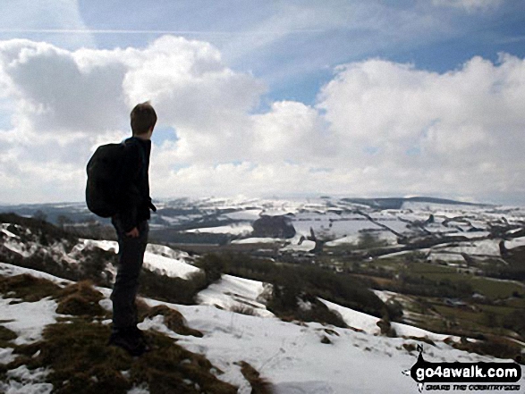 My son on Merbach Hill looking over to Hay Bluff and Twmpa (Lord Hereford's Knob)