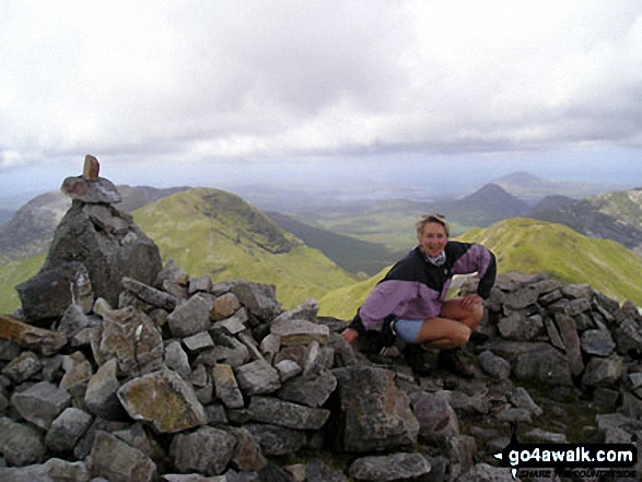 Ann Lindop on Benbaun (Binn Bhan) in The Twelve Bens, Connemara Co. Galway Ireland