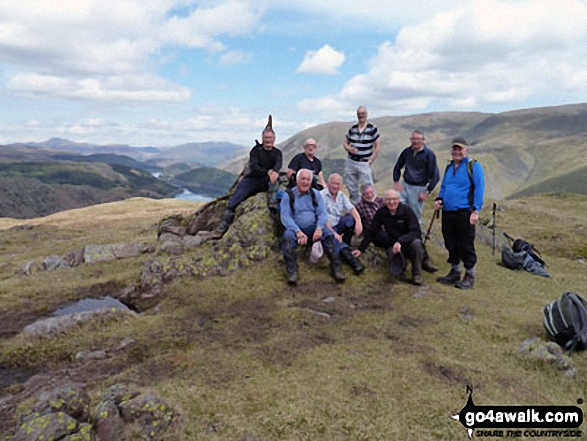 Runaway Ramblers from Bury on top of Steel Fell (Dead Pike) in early May