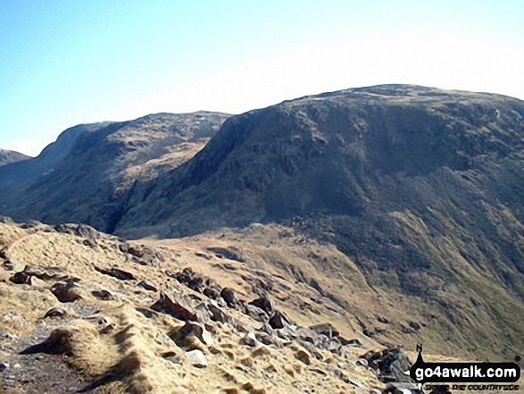 Walk c141 Great Gable and Pillar from Wasdale Head, Wast Water - Great Gable (left) and Kirk Fell (centre right) from Black Sail Pass