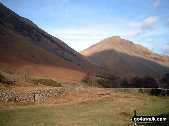 Walk c172 Scafell Pike via The Corridor Route from Wasdale Head, Wast Water - Great Gable from Burnthwaite, Wasdale Head