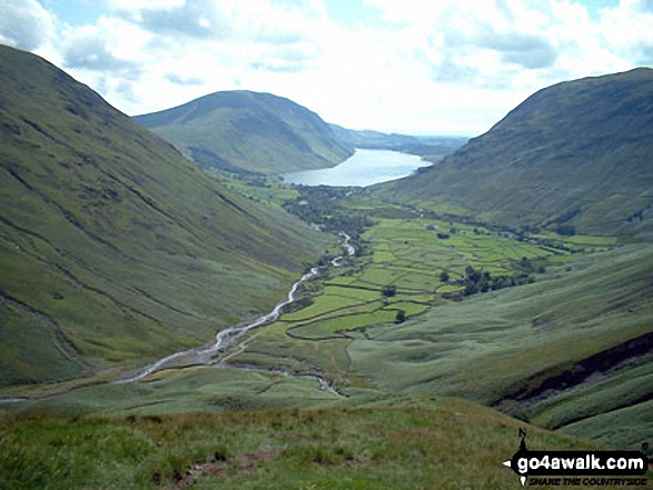 Walk c120 The Ennerdale Horseshoe - Wasdale Head and Wast Water from Gavel Neese on the lower slopes of Great Gable