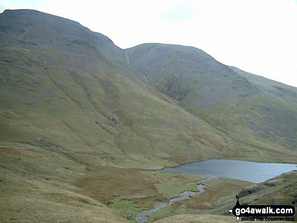 Styhead Tarn, Great Gable and Green Gable from the path below Sprinkling Tarn 