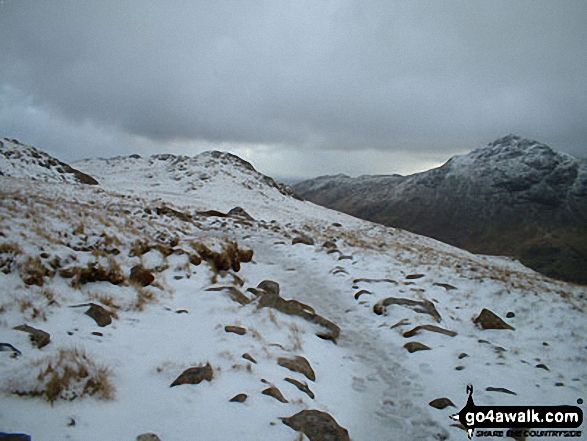 Walk c414 Crinkle Crags and Bow Fell (Bowfell) from The Old Dungeon Ghyll, Great Langdale - Pike of Blisco (Pike o' Blisco) from The Band