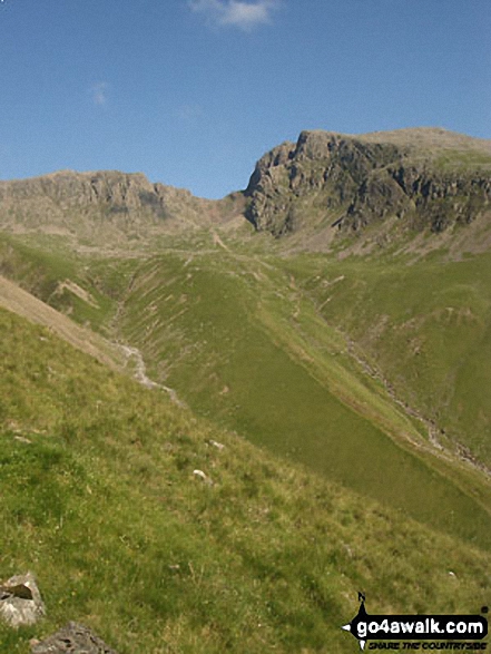 Walk c111 Scafell Pike from Wasdale Head, Wast Water - Scafell Pike (left) and Sca Fell (right) from Wasdale