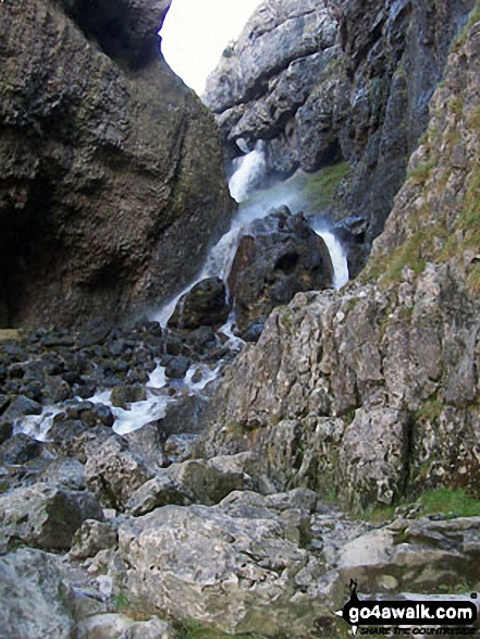 Walk ny159 Gordale Scar and Malham Cove from Malham - Gordale Scar in spate