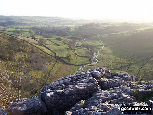 Walk ny202 Malham from Settle - Malham Village from the top of Malham Cove