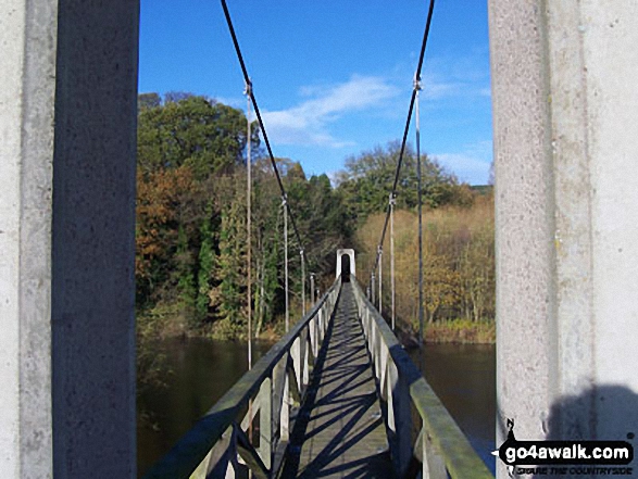 Suspension Bridge carrying The St Cuthbert's Way across the River Teviot near Monteviot House Walking St Cuthbert's Way - Day 2