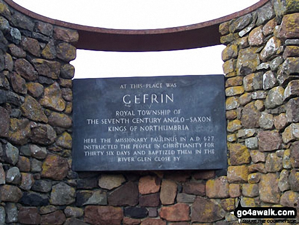 Just off The St Cuthbert's Way on the B6351 between Kirknewton and Yeavering is this monument marking the site of The Palace of Ad Gefrin Walking St Cuthbert's Way - Day 6