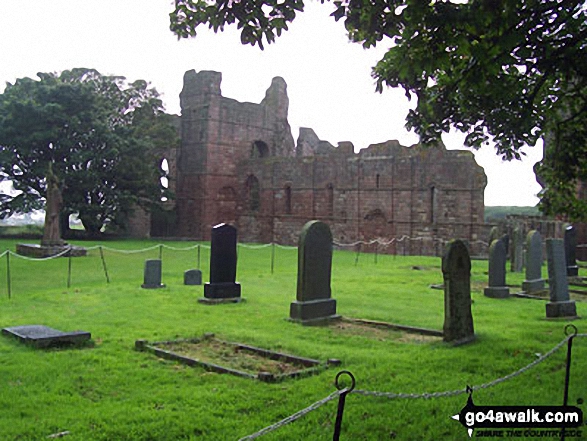 Walk n103 Emmanuel Head on Holy Island (Lindisfarne) - Lindisfarne Priory from The St Cuthbert's Way on Holy Island